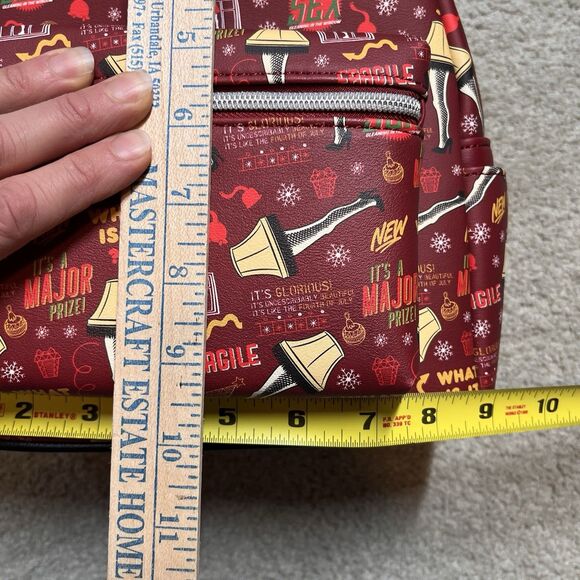 NEW A Christmas Story Leg Lamp Mini Backpack Loungefly Red Holiday Christmas Tag - Picture 11 of 12